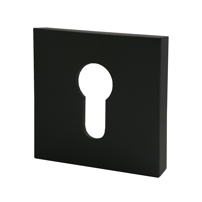 N2Lok 60mm Euro Cylinder Entrance Door Escutcheon Square Matte Black 56-60ESMB