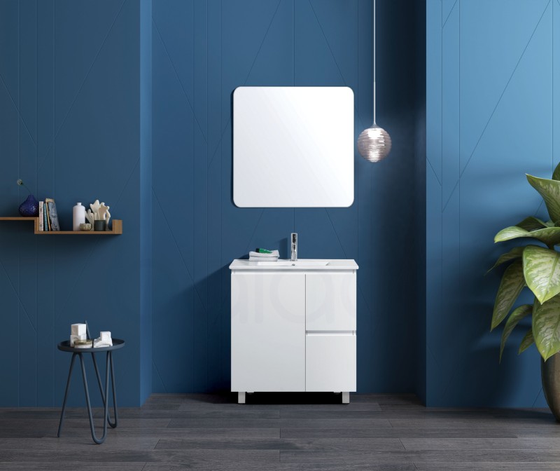 Lucena 750mm Slim Line Narrow Right Drawer PVC Water Proof Bathroom Vanity