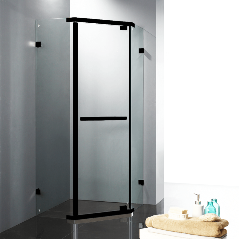 Frameless Shower Screen 1000x1000mm Diamond Matte Black