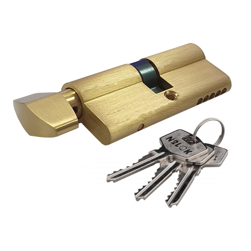 N2Lok Euro Single Cylinder 70mm Satin Brass