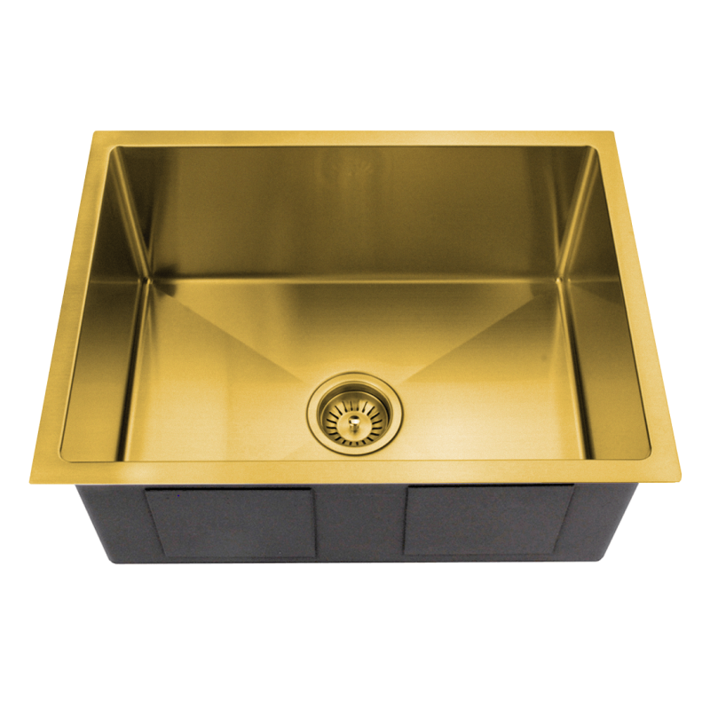 640X440mm Handmade Laundry Kitchen Sink Top/Under Mount Brushed Gold Stainless Steel BA6444R-BG