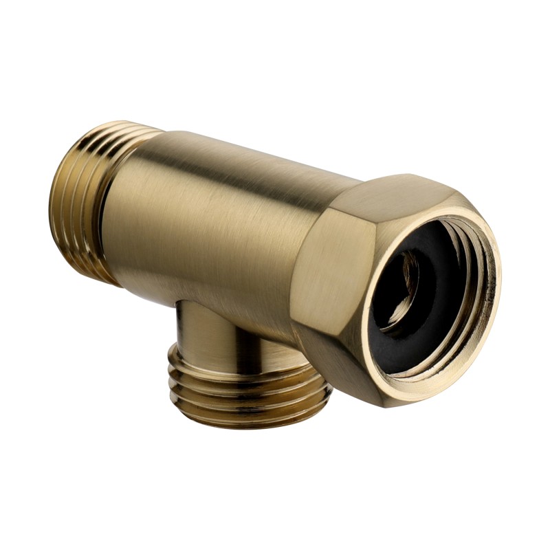 1/2" Union BSP FMM Thread Tee Type 3 Way Brass Pipe Fitting Adapter Coupler Connector Brushed Gold