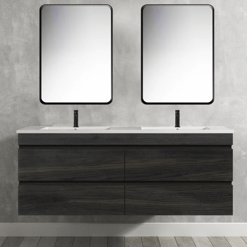 Vellena 1200mm PVC Double Empire Oak Wall Hung Bathroom Vanity Cabinet