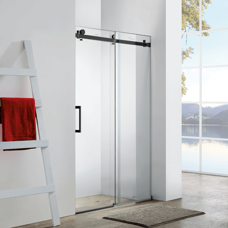 Frameless Wall to Wall Adjustable Sliding Shower Screen 1500x2000mm Matte Black