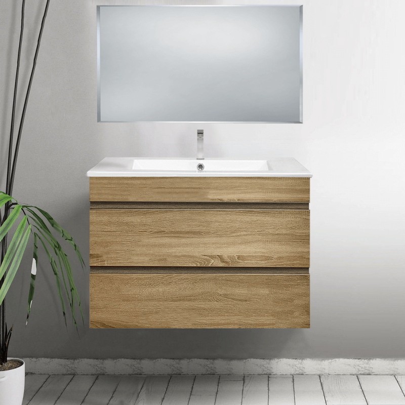 Vellena 900mm PVC Water Proof Prime Oak Wall Hung Bathroom Vanity Cabinet