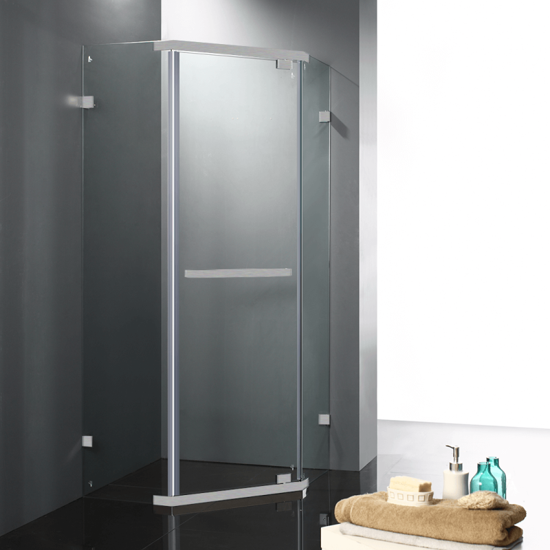 Frameless Shower Screen 900x900mm Diamond Brushed Nickel