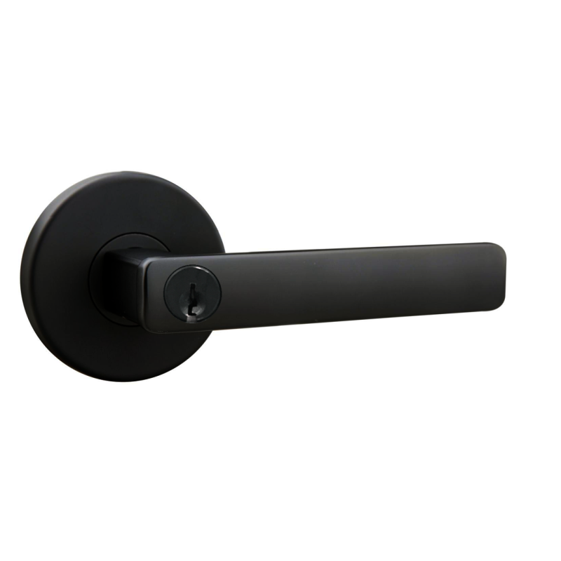 N2Lok Vitus Round Entrance Door Lock Handle Set 60-70mm Matte Black 565Rvmb
