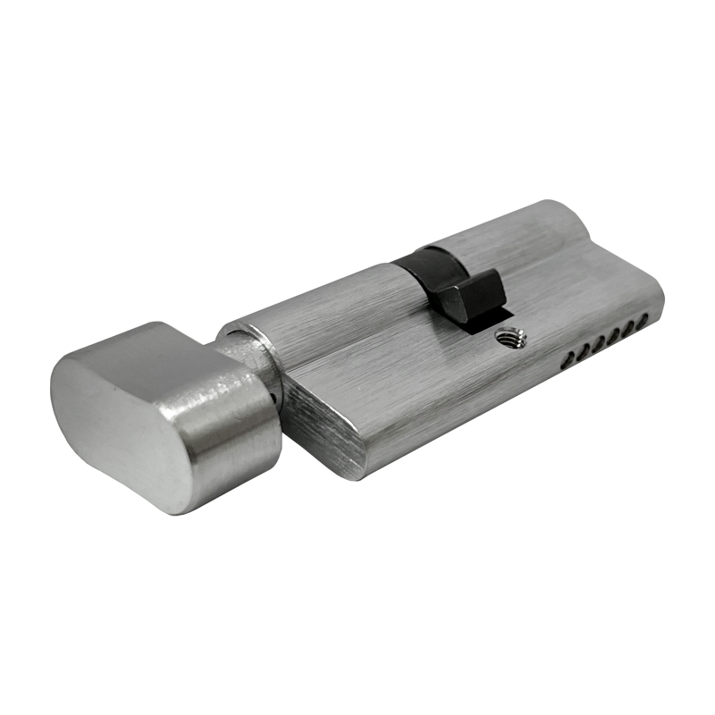 Front Door Lock 70mm Euro Cylinder Thumb Turn 6 Pin Brushed Satin Chrome 3 Keys