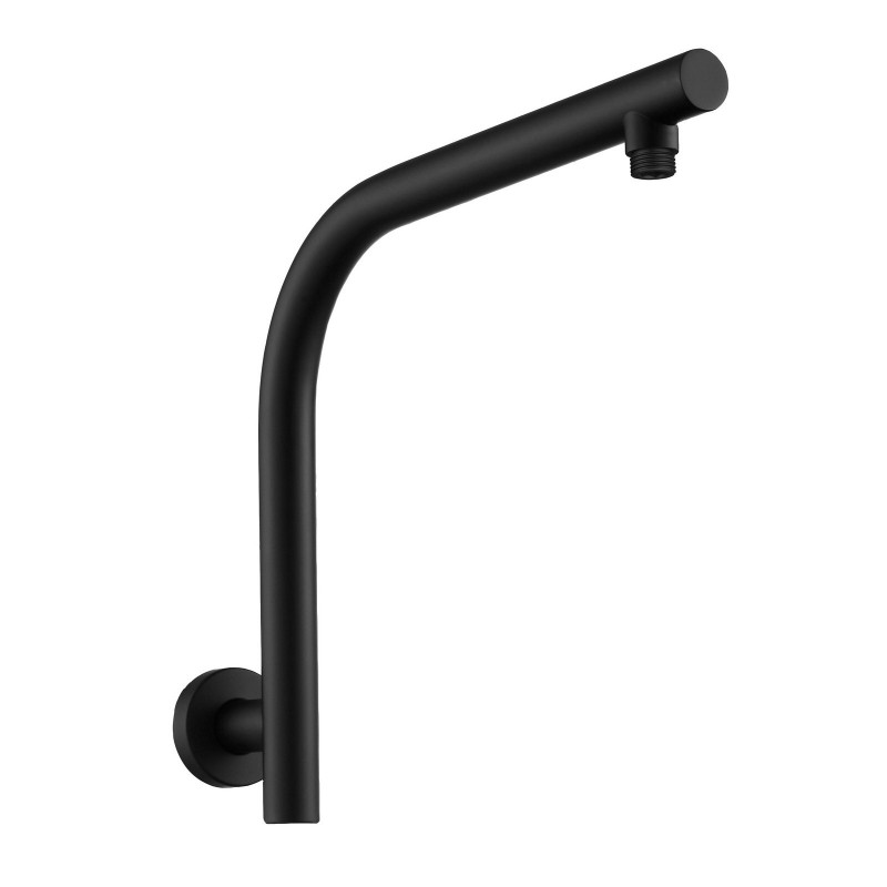 Round Curve High Rise Wall Shower Arm Matte Black