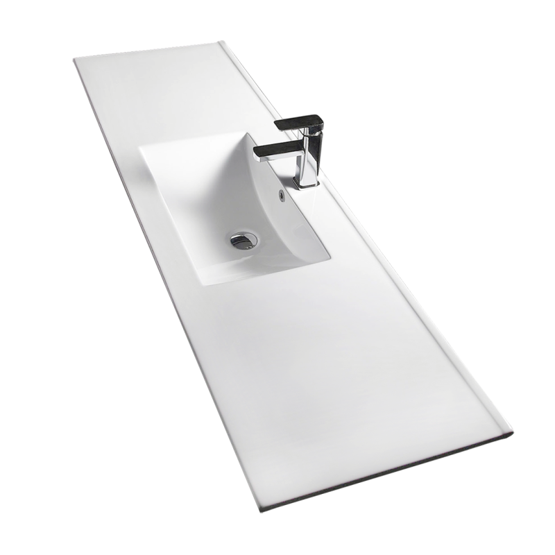 Bathroom Vanity Poly Marble Thin Edge Basin Sink Top Single White Gloss 150E