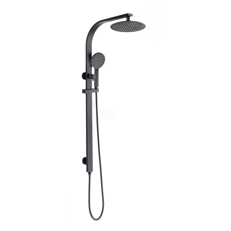 Multi-Function Sliding Shower With Overhead Rain Shower Combo Matte Black