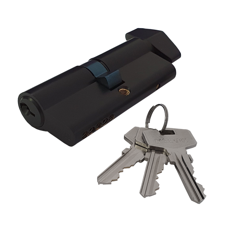 N2Lok Front Entrance Door Lock 60mm Single Euro Cylinder 5 Pin Matte Black Keys
