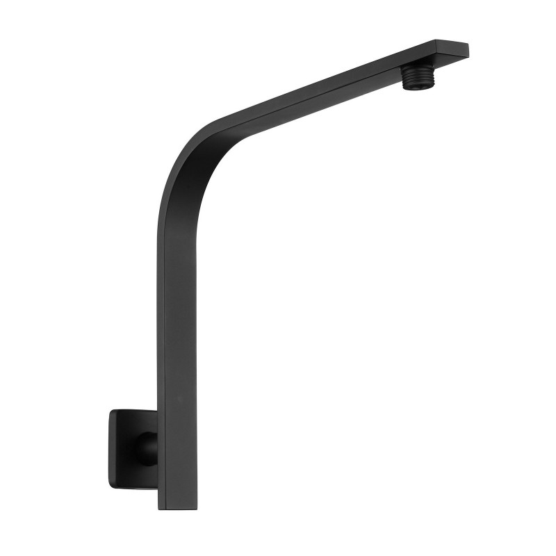 Square Curve High Rise Wall Shower Arm Matte Black