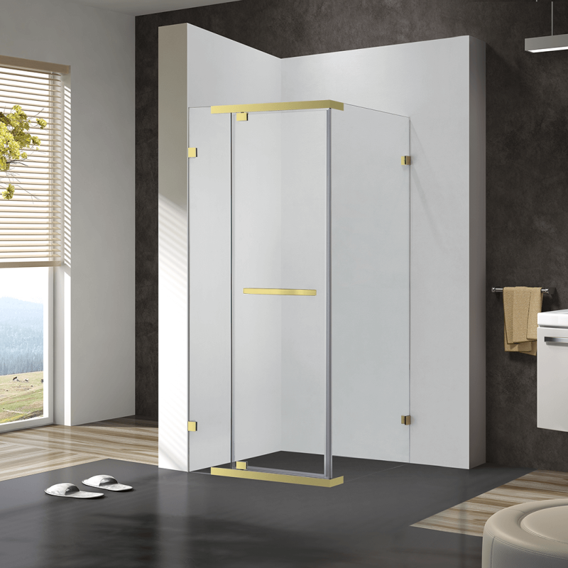 Frameless Shower Screen 1000x1000mm Square Brushed Gold i